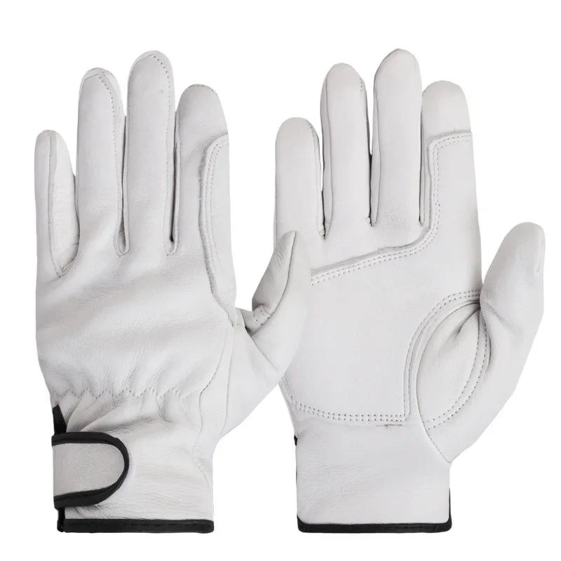 1Pair Work Gloves Sheepskin Leather Workers Work Welding Safety Protection Garden Sports Motorcycle Driver Wear-Resistant Gloves
