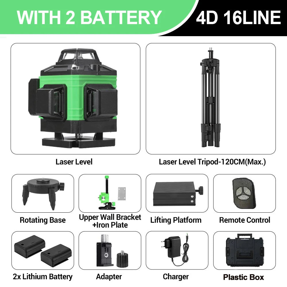 Niveau Laser 360° Vert – Autonivelant avec Trépied Pro
