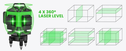 Niveau Laser 360° Vert – Autonivelant avec Trépied Pro
