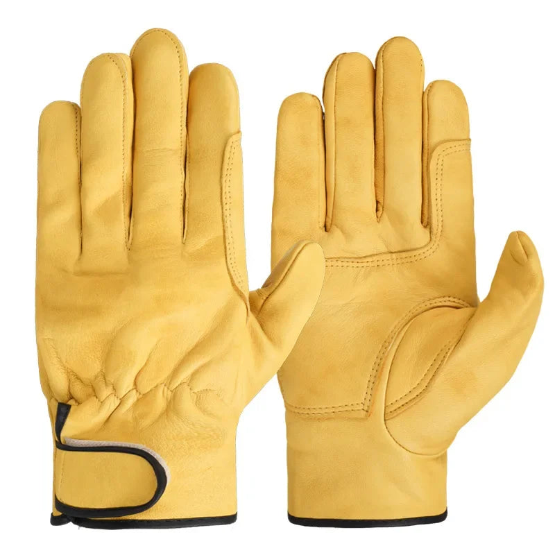 1Pair Work Gloves Sheepskin Leather Workers Work Welding Safety Protection Garden Sports Motorcycle Driver Wear-Resistant Gloves