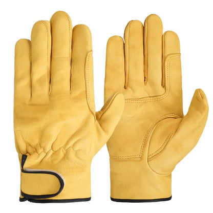 1Pair Work Gloves Sheepskin Leather Workers Work Welding Safety Protection Garden Sports Motorcycle Driver Wear-Resistant Gloves