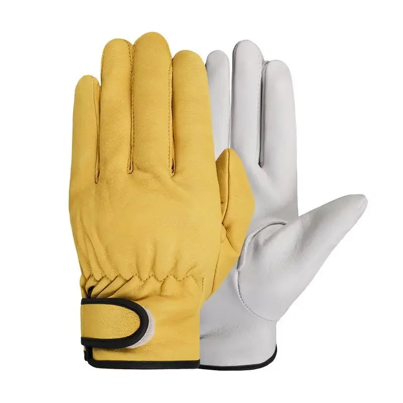 1Pair Work Gloves Sheepskin Leather Workers Work Welding Safety Protection Garden Sports Motorcycle Driver Wear-Resistant Gloves