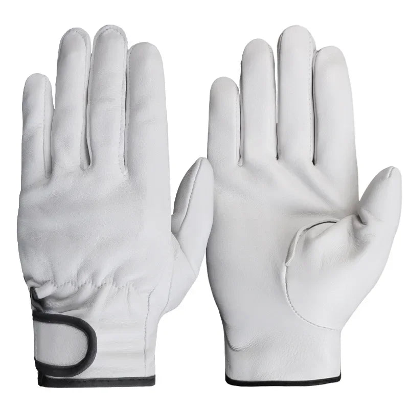 1Pair Work Gloves Sheepskin Leather Workers Work Welding Safety Protection Garden Sports Motorcycle Driver Wear-Resistant Gloves