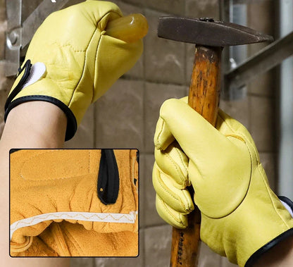1Pair Work Gloves Sheepskin Leather Workers Work Welding Safety Protection Garden Sports Motorcycle Driver Wear-Resistant Gloves