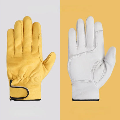 1Pair Work Gloves Sheepskin Leather Workers Work Welding Safety Protection Garden Sports Motorcycle Driver Wear-Resistant Gloves